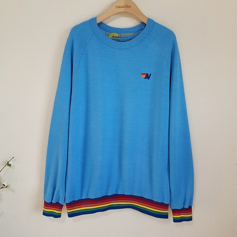 Aviator Nation in Ocean Blue Unisex Crewneck